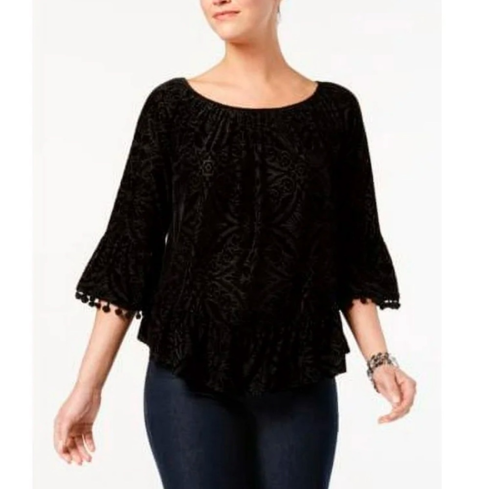 Style & Co 3X Burnout Floral Velvet Soft Stretch Whimsigoth Tunic Top